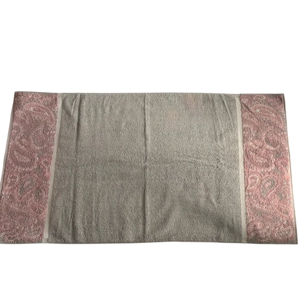 Royal Velvet Fieldcrest Paisley Bath Towel 49x27.5 Pink Grey 100% Cotton VTG USA